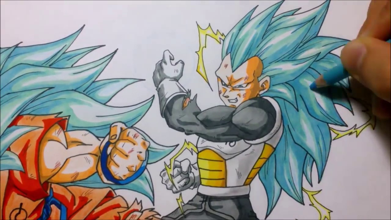 1280x720 Drawing Goku Vs Vegeta - Goku And Vegeta Drawing