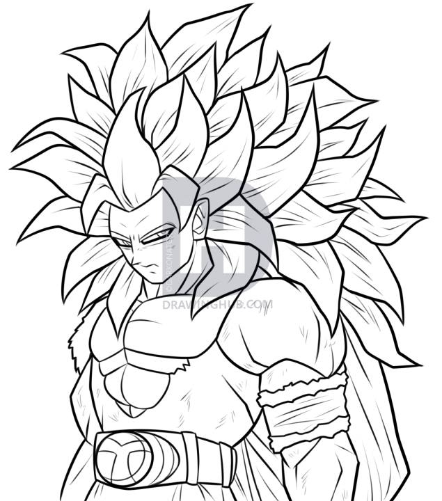 635x720 Draw Super Saiyan Goku, Step - Goku Drawing