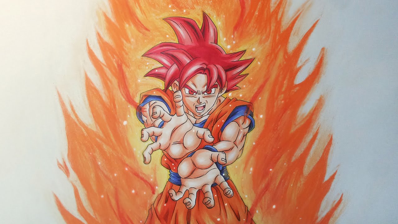 1280x720 Drawing Goku Super Saiyan God - Goku Drawing