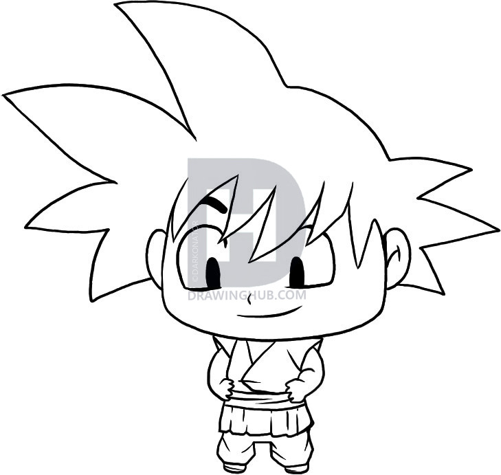 729x691 How To Draw Chibi Goku, Step - Goku Drawing Easy