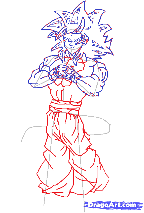 572x844 hoe to draw goku super saiyan step - Goku Drawing Step By Step