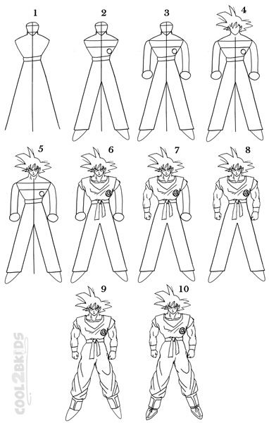 382x600 How To Draw Goku Step - Goku Drawing Step By Step