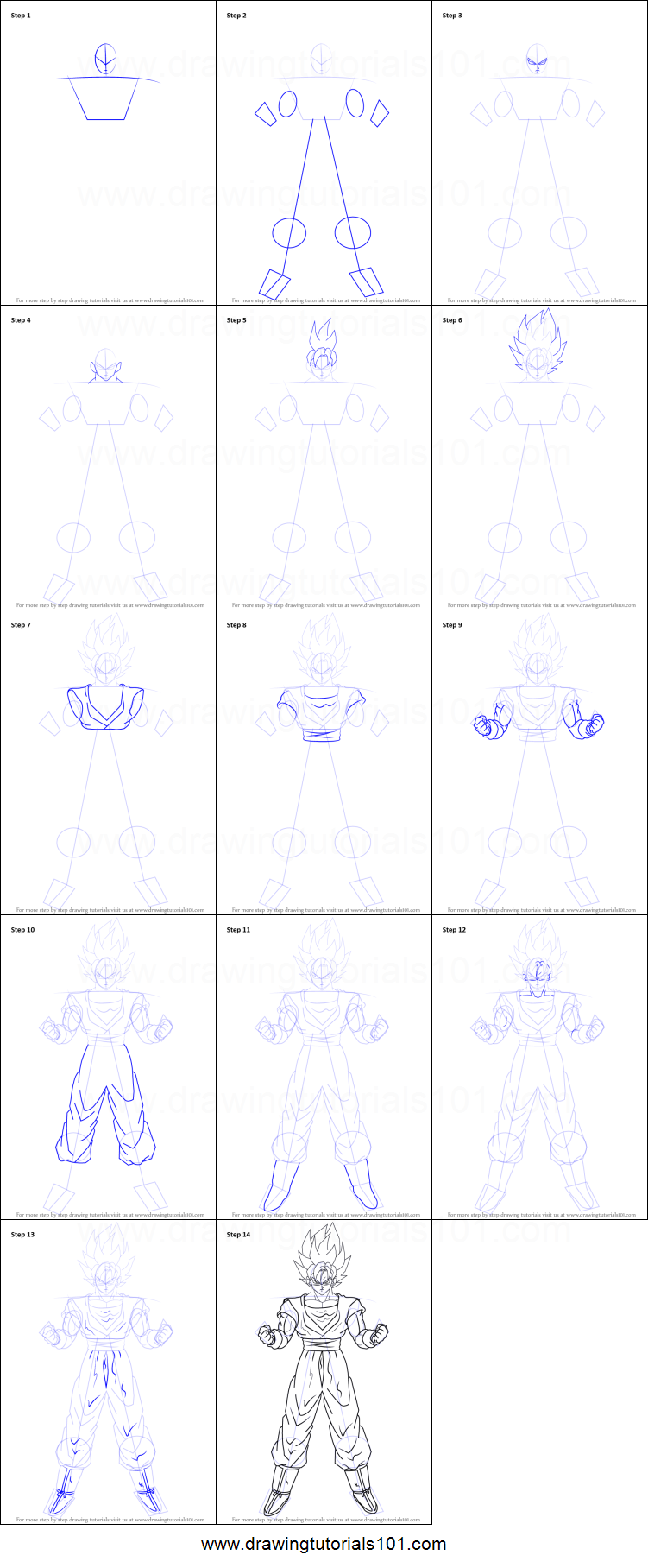 751x1816 How To Draw Goku Super Saiyan From Dragon Ball Z Printable Step - Goku Drawing Step By Step