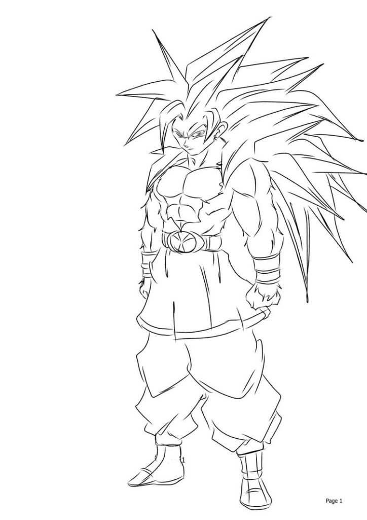 724x1024 dragon ball z goku super saiyan coloring - Goku Drawing Super Saiyan 5