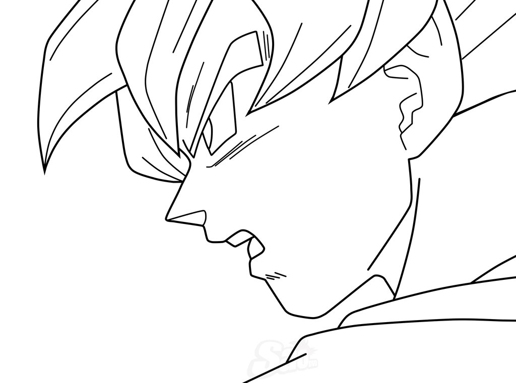 1024x761 Goku Lineart Face For Free Download - Goku Face Drawing