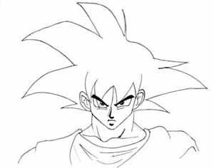 300x236 How To Draw Goku - Goku Face Drawing