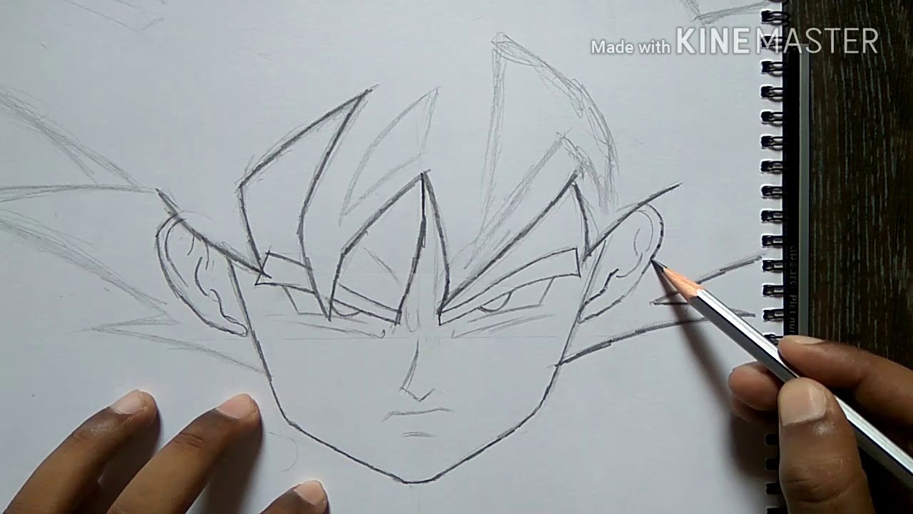 1280x720 Drawing Of Goku's Face With Pencil Only - Goku Face Drawing