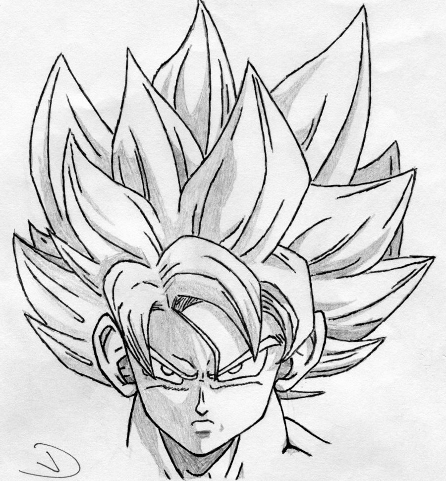 Goku Face Drawing at PaintingValley.com | Explore collection of Goku ...