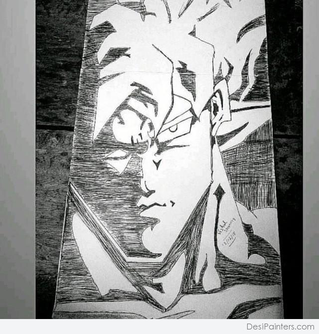 640x670 Amazing Pencil Sketch Of Goku - Goku Pencil Drawing