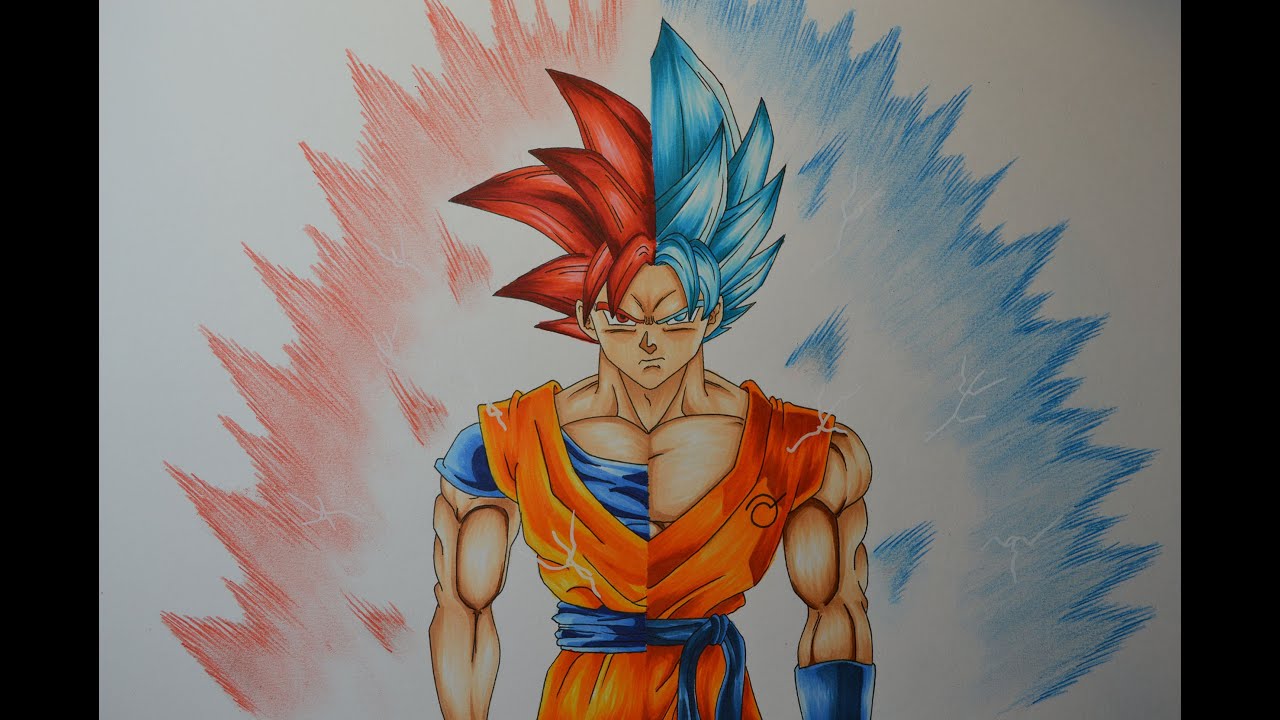 1280x720 Drawing Goku Ssj God - Goku Ssgss Drawing