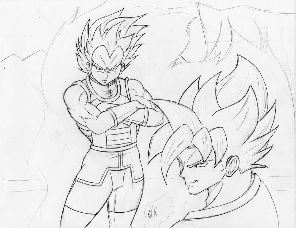 1019x785 Ssgss Goku And Vegeta - Goku Ssgss Drawing