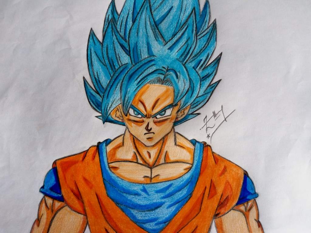 1024x768 Drawing Goku Super Saiyan Blue Dragonballz Amino - Goku Ssj Drawing