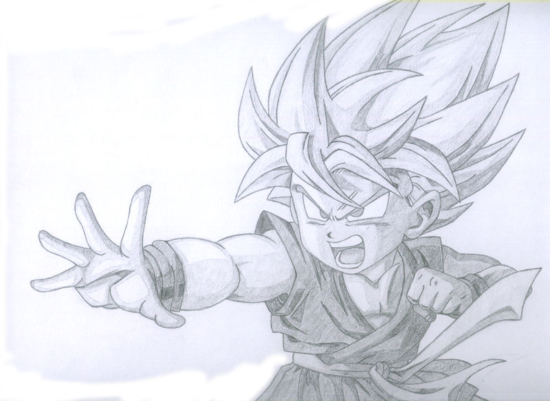 800x584 Kid Goku Ssj Draw - Goku Ssj Drawing