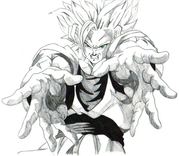 600x522 Goku Drawing - Goku Ssj2 Drawing