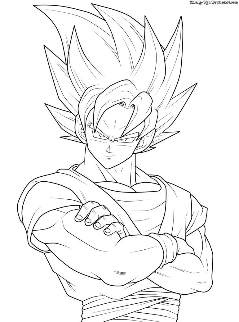 771x1037 Goku Lineart - Goku Ssj2 Drawing