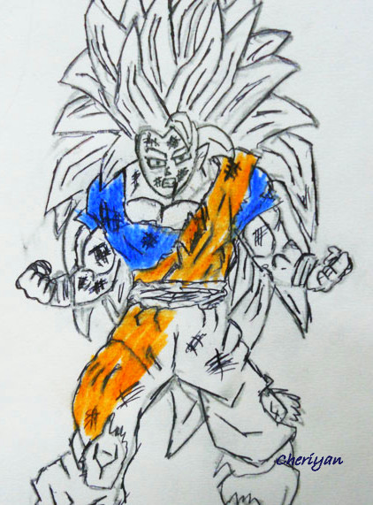 422x571 Drawing Is Easy Goku Super Siyain - Goku Ssj3 Drawing