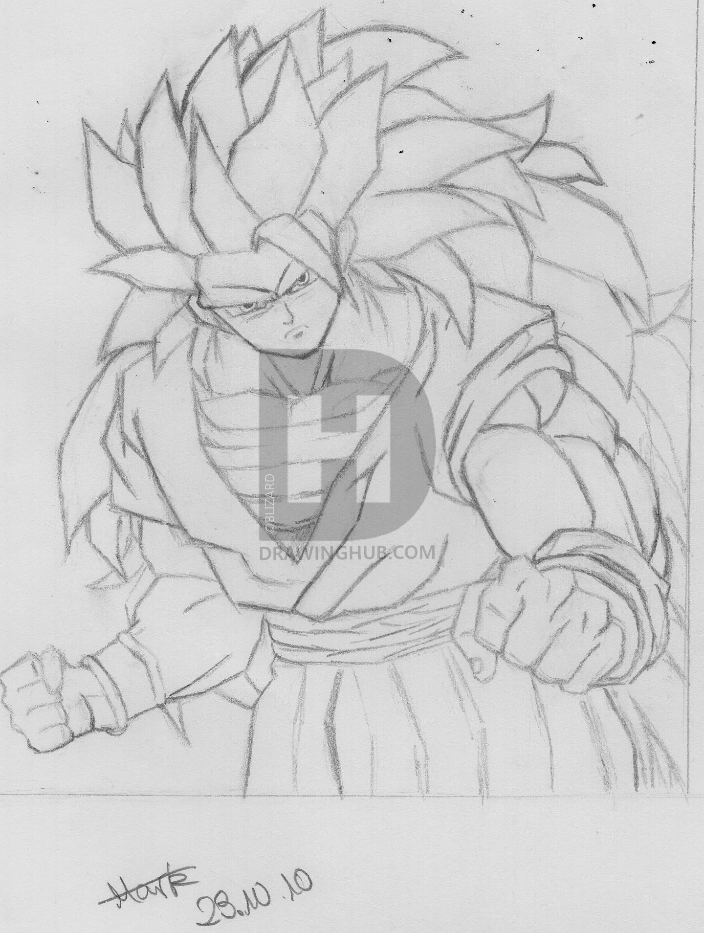 1440x1908 Son Goku Drawing - Goku Ssj3 Drawing