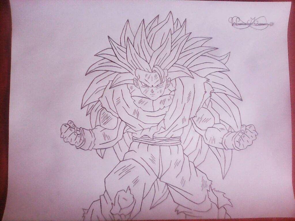 1024x768 Drawing Goku Dragonballz Amino - Goku Ssj3 Drawing