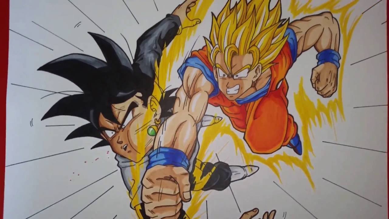 1280x720 drawing goku super saiyan vs black goku dragonball super - Goku Super Saiyan 2 Drawing