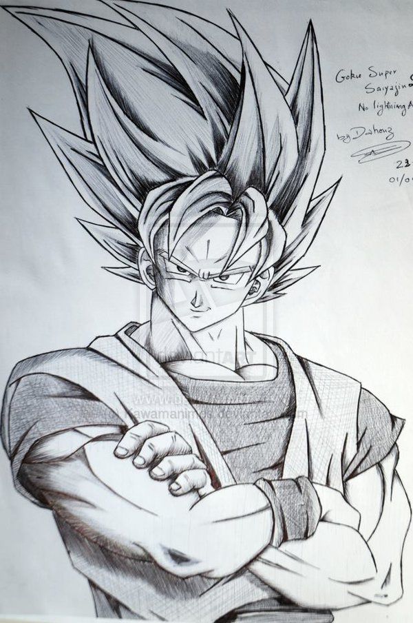 600x904 goku super saiyan without lightning aura - Goku Super Saiyan 2 Drawing
