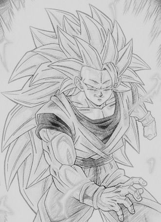 331x454 Power Up To Super Saiyan Drawn - Goku Super Saiyan 3 Drawing