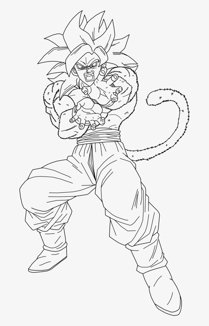 820x1276 Super Saiyan Goku Lineart - Goku Super Saiyan 4 Drawing