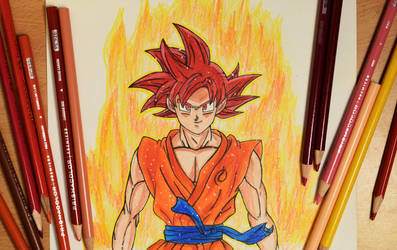 397x250 Drawing Goku Super Saiyan God With Aura - Goku Super Saiyan Drawing