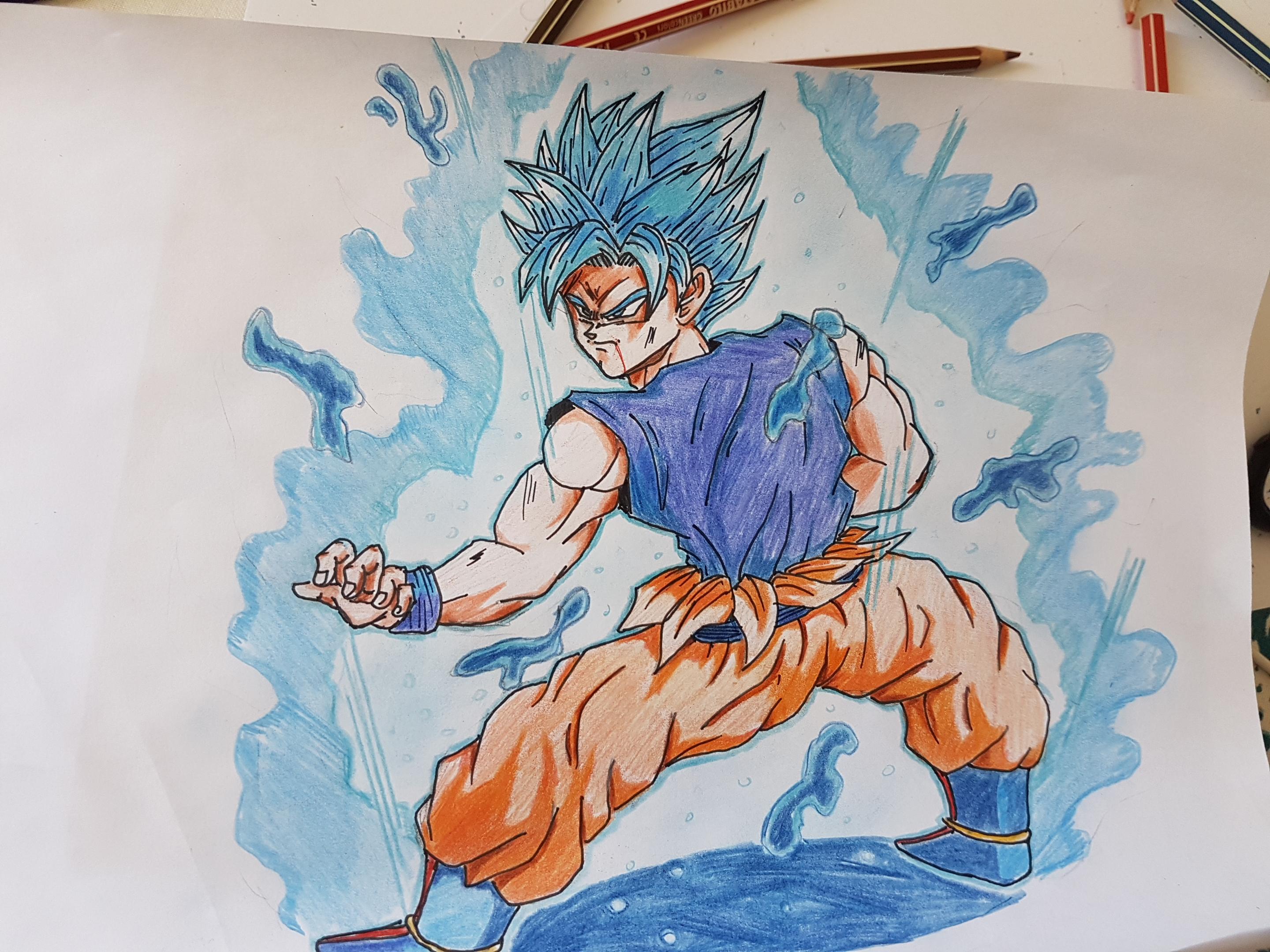 2880x2160 Fanart Goku Super Saiyan Blue Drawing Dbz - Goku Super Saiyan Drawing
