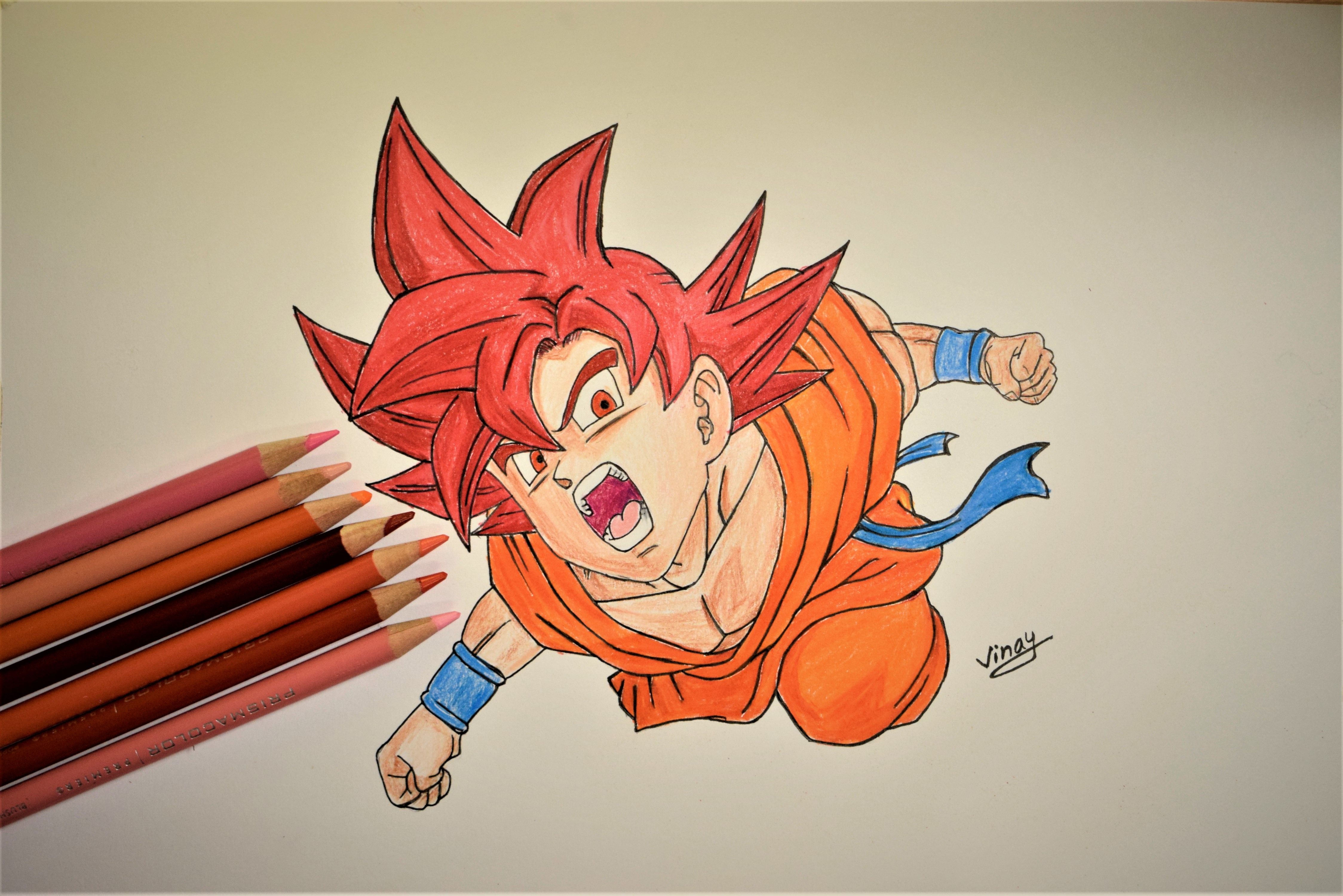 Goku Super Saiyan God Drawing at PaintingValley.com | Explore