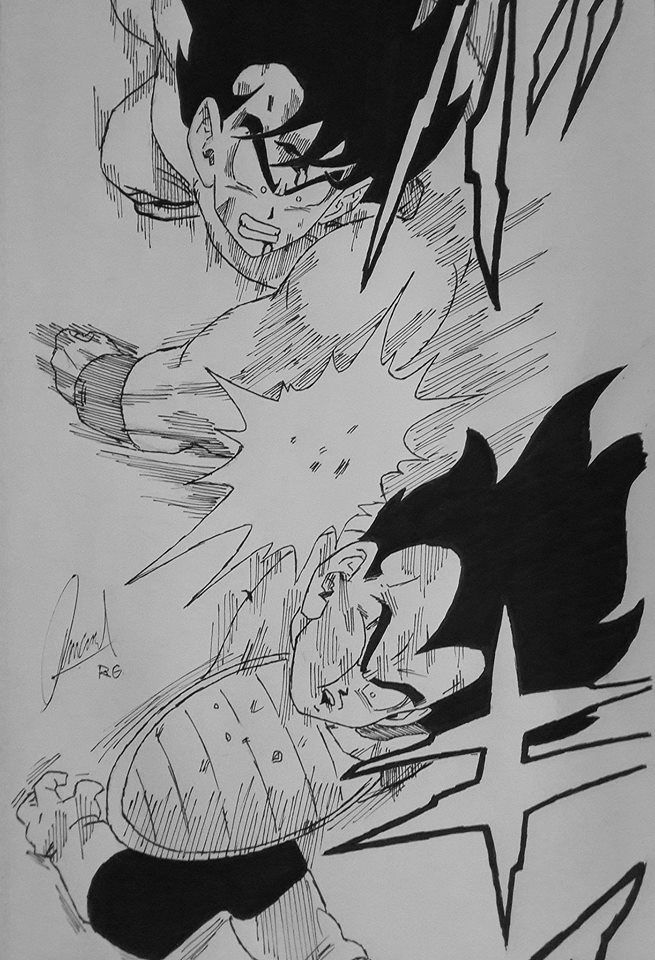 655x960 Dragon Ball Z - Goku Vs Vegeta Drawing