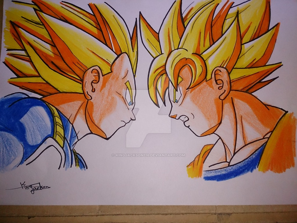 1024x768 Goku Vs Vegeta - Goku Vs Vegeta Drawing