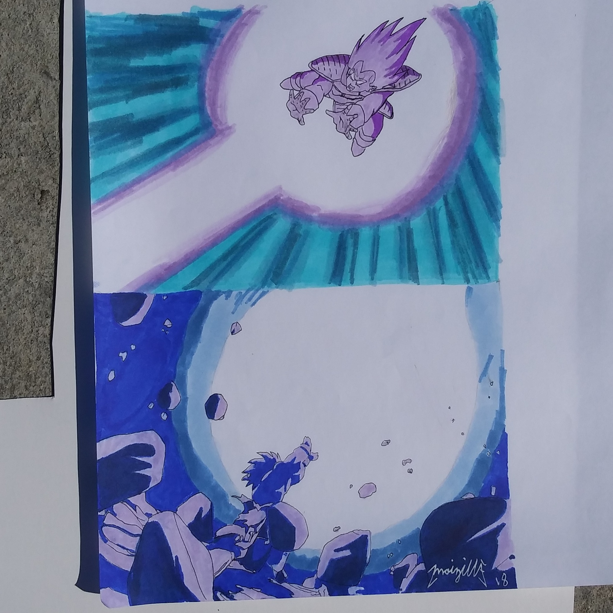 2049x2049 Goku Vs Vegeta Marker Drawing - Goku Vs Vegeta Drawing