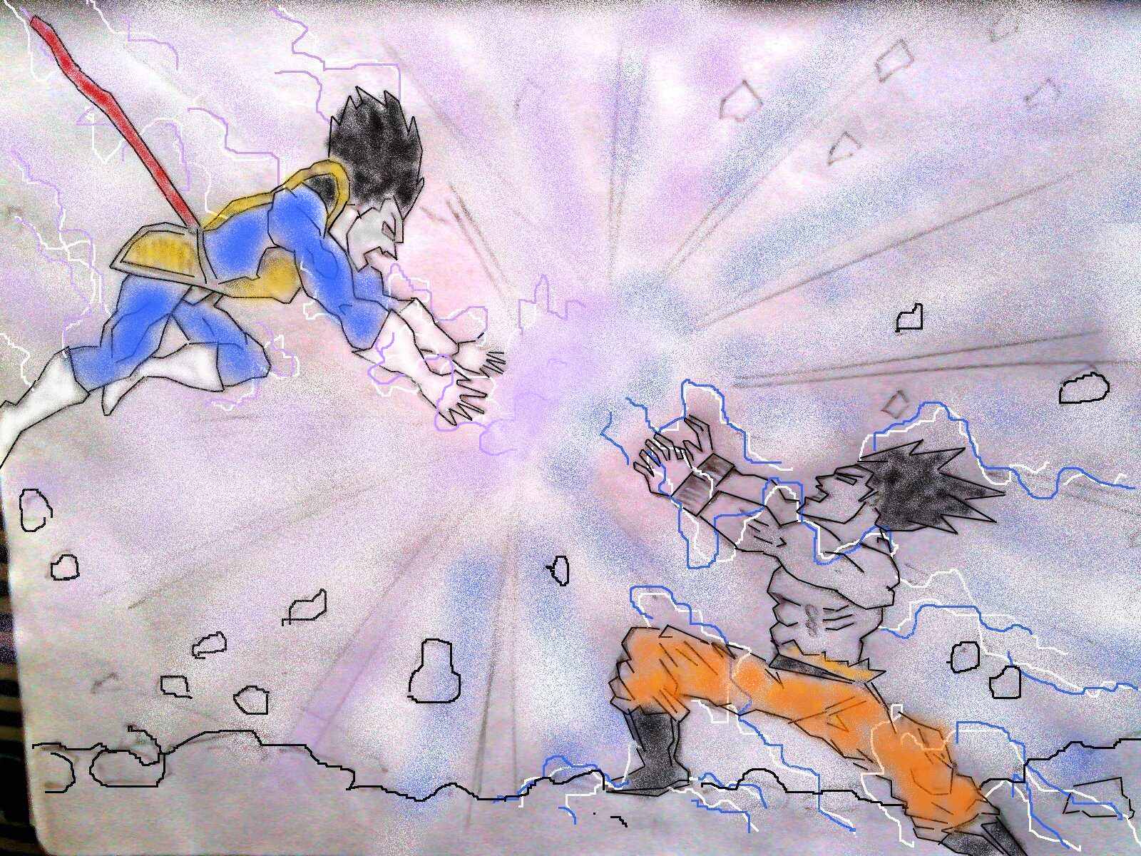 1600x1200 Goku Vs Vegeta - Goku Vs Vegeta Drawing
