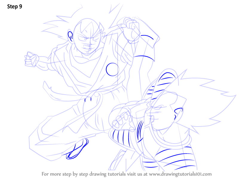 844x598 Learn How To Draw Goku Vs Vegeta - Goku Vs Vegeta Drawing