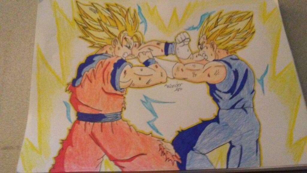 1024x576 Sayian Week Drawing Goku Vs Majin Vegeta Dragonballz Amino - Goku Vs Vegeta Drawing
