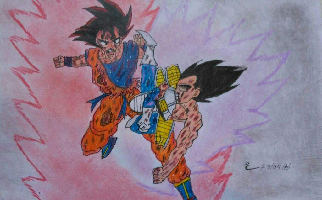 1024x638 Speed Drawing Goku Vs Vegeta Dragon Ball Z Do Amino - Goku Vs Vegeta Drawing