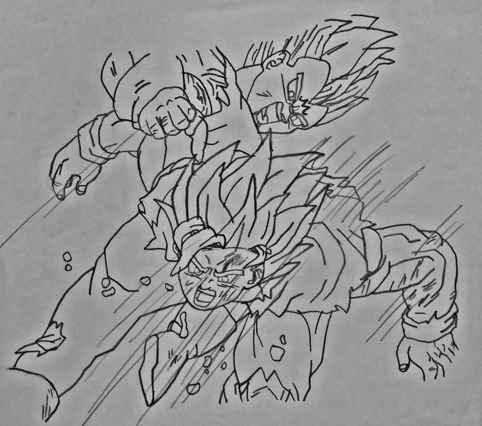 950x841 Apk's Drawing - Goku Vs Vegeta Drawing