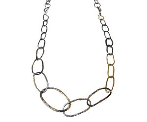 300x250 Organic Black + Gold Chain Link Necklace - Gold Chain Drawing
