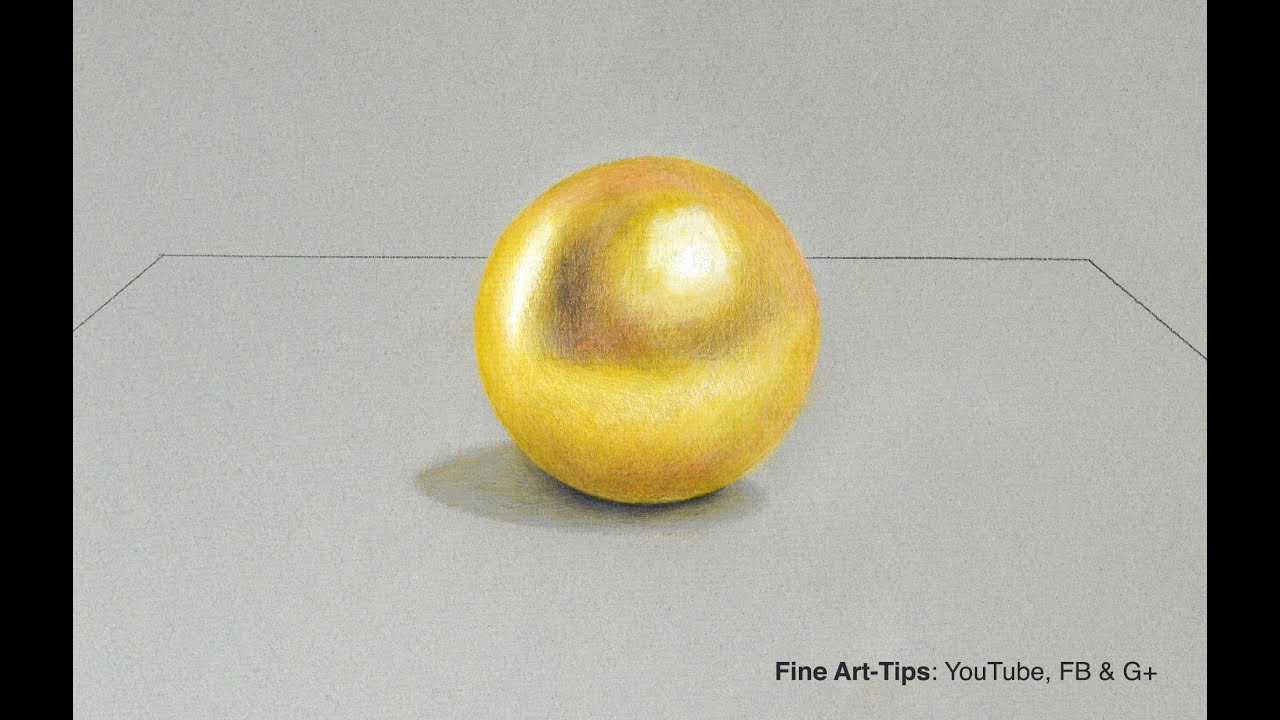 1280x720 How To Draw A Gold Sphere With Color Pencils - Gold Drawing