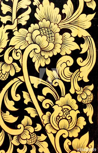 323x500 Gold Leaf And Flower Design Art Drawing - Gold Leaf Drawing