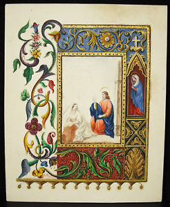 246x300 J Mozin Drawing Religious Original Sheet Gold Illuminations - Gold Leaf Drawing