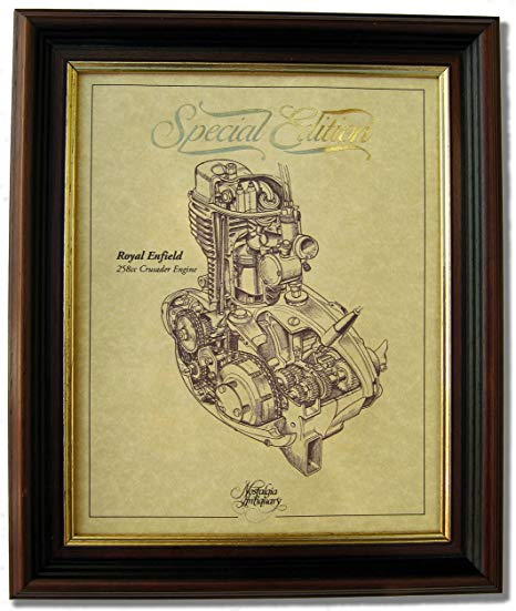 466x551 Royal Enfield Gold Leaf Limited Edition Motorcycle Engine Drawing - Gold Leaf Drawing