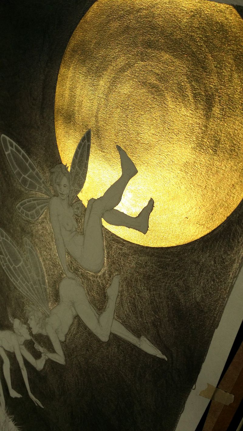 800x1422 Three's A Crowd' Art - Gold Leaf Drawing