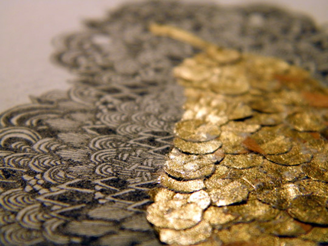 640x480 Amelia Herbertson Gold Leaf Pear - Gold Leaf Drawing