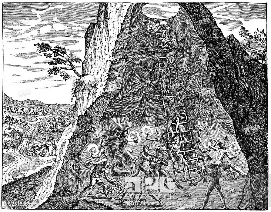 894x700 historic drawing, a gold mine of native americans in america - Gold Mine Drawing