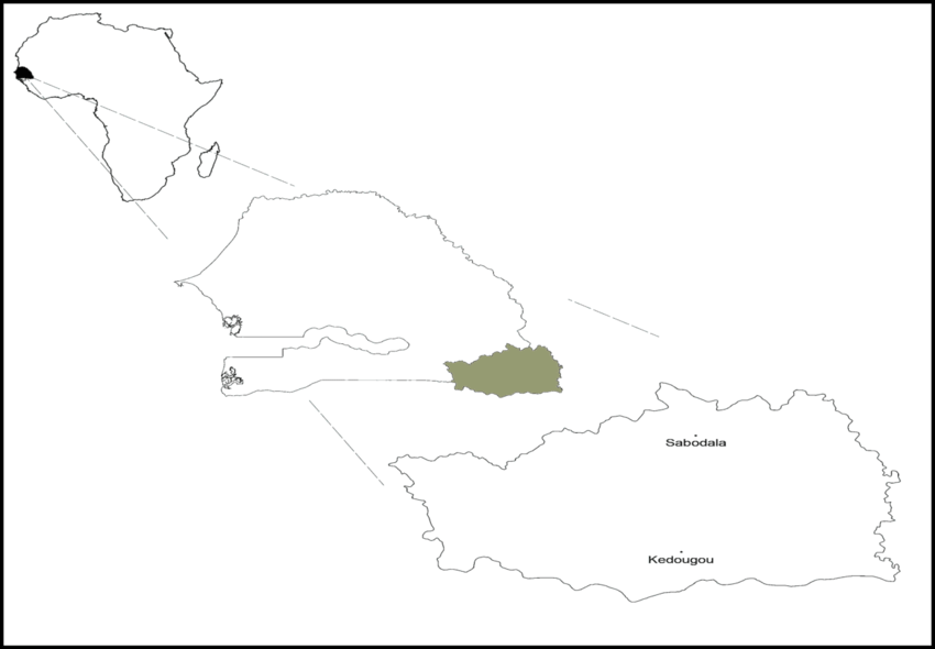 850x590 Map Of The Region Of Kedougou In The Republic Of Senegal - Gold Mine Drawing