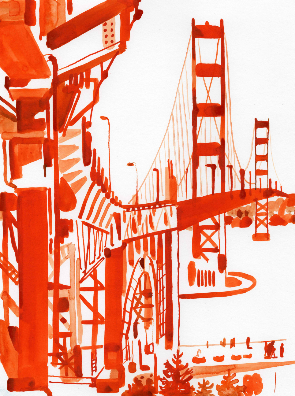 Golden Gate Bridge Cartoon Drawing at PaintingValley.com | Explore ...