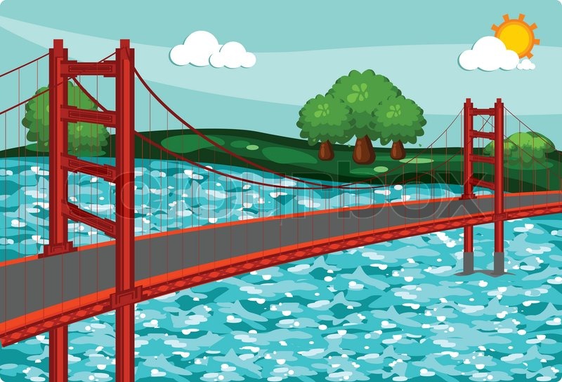 800x545 golden gate bridge stock vector colourbox - Golden Gate Bridge Cartoon Drawing