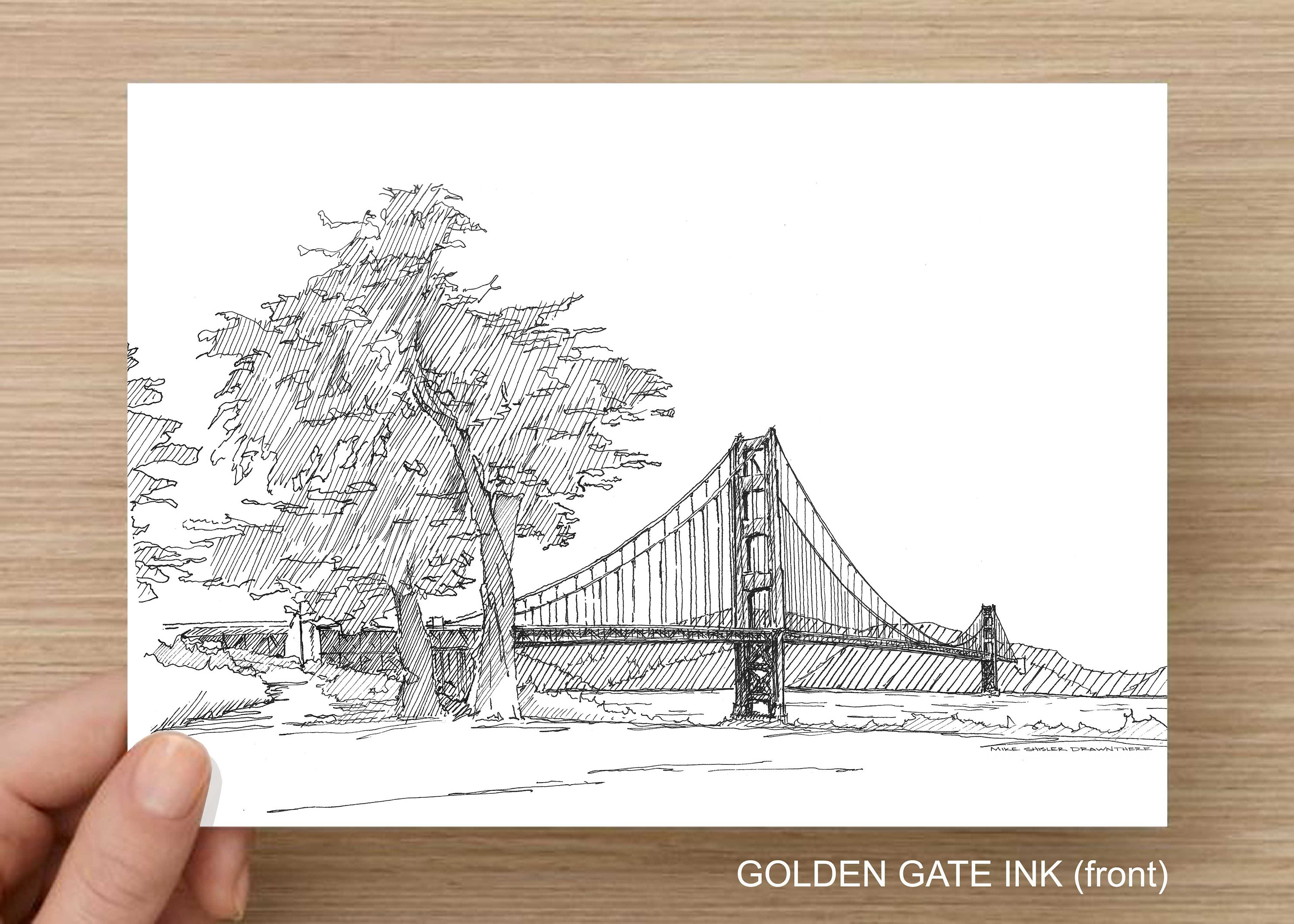 Мост золотые ворота рисунок карандашом