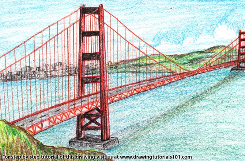 Golden Gate Bridge Cartoon Drawing at PaintingValley.com | Explore